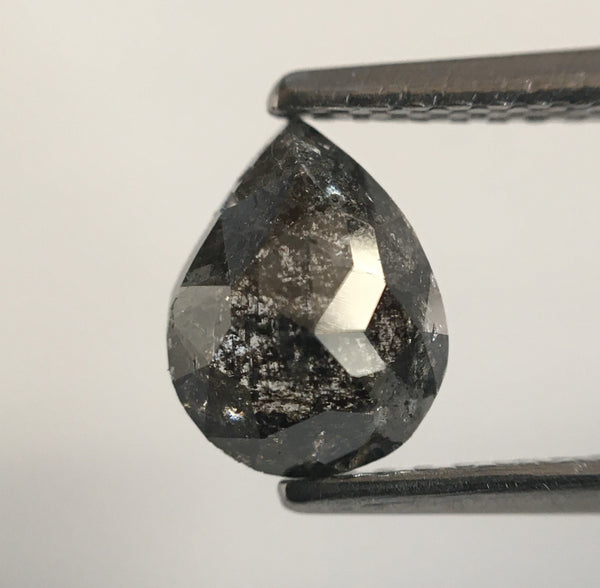 1.10 Ct Pear Grey Shape Salt and Pepper Natural Loose Diamond, 7.36 mm X 5.64 mm X 3.17 mm Grey Rose Cut Pear Natural Loose Diamond SJ56/43