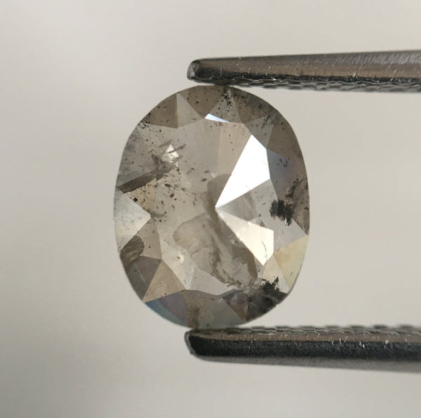 1.82 Ct Gray Oval Rose Cut Loose Diamonds: Natural Pair