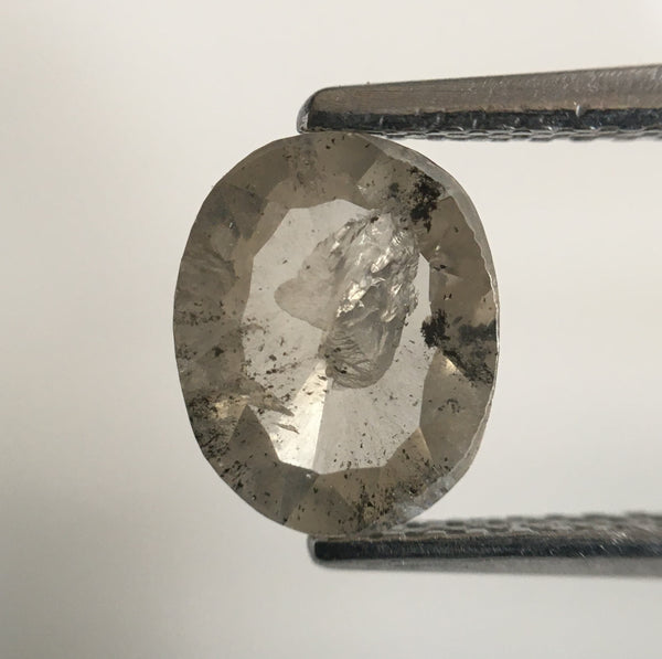 1.82 Ct Gray Oval Rose Cut Loose Diamonds: Natural Pair