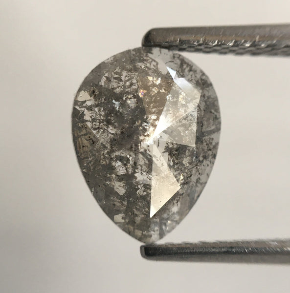 1.01 Ct Pear Shape Natural Gray Color Loose Diamond 9.31 mm X 7.12 mm X 1.69 mm, Grey Rose Cut Pear Natural Loose Diamond SJ55/17