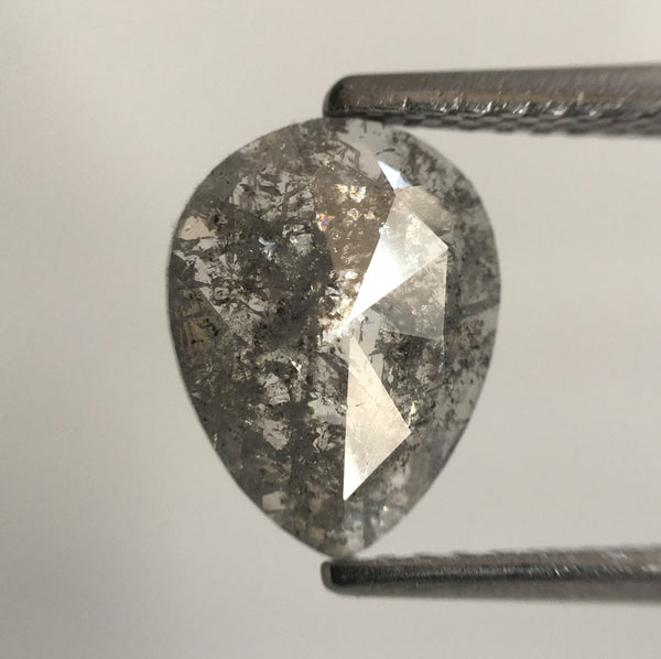 1.01 Ct Pear Shape Natural Gray Color Loose Diamond 9.31 mm X 7.12 mm X 1.69 mm, Grey Rose Cut Pear Natural Loose Diamond SJ55/17