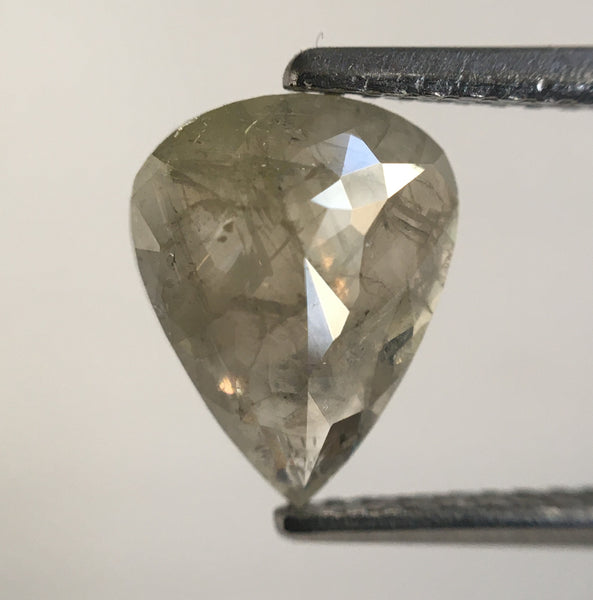 1.24 Ct 9.11 mm X 7.17 mm X 2.37 mm Fancy Grey Color Pear Cut Loose Natural Diamond, Grey Rose Cut Pear Shape Natural Rustic Diamond SJ56/12