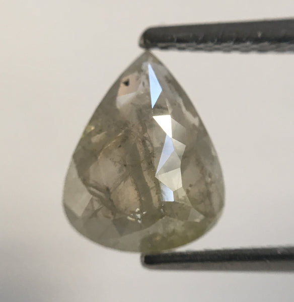 1.24 Ct 9.11 mm X 7.17 mm X 2.37 mm Fancy Grey Color Pear Cut Loose Natural Diamond, Grey Rose Cut Pear Shape Natural Rustic Diamond SJ56/12