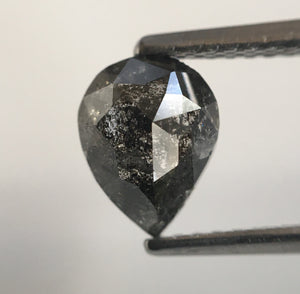 1.10 Ct Pear Grey Shape Salt and Pepper Natural Loose Diamond, 7.36 mm X 5.64 mm X 3.17 mm Grey Rose Cut Pear Natural Loose Diamond SJ56/43