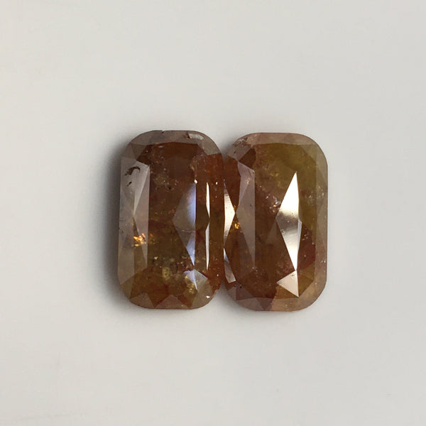 Pair 6.82 Ct Oval Shape Yellowish Brown Natural Loose Diamond 12.11 mm X 7.04 mm X 3.51 mm, Oval Shape Rose Cut Natural Diamond SJ57/05