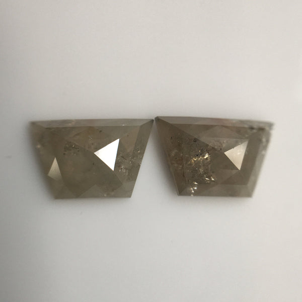 Pair 2.11 Ct Trapezoid Shape Fancy Gray Rose Cut Natural Loose Diamond, 8.30 mm X 5.34 mm X 2.71 mm Natural Geometric Diamond SJ57/01