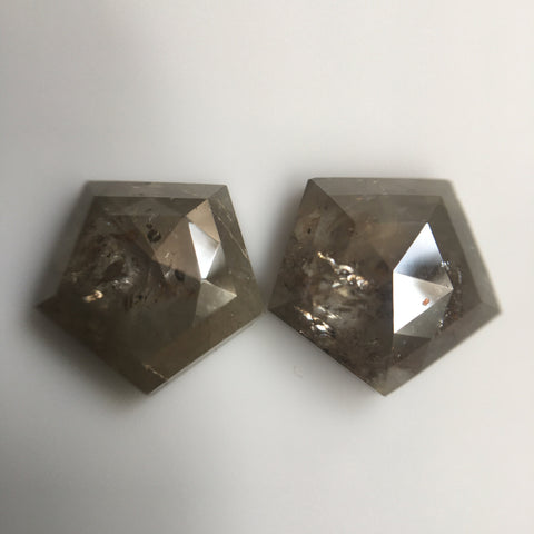 Pair 3.91 Fancy gray color geometric shape natural loose diamond, 8.45 mm X 8.73 mm X 3.10 mm Pentagon shape Natural loose diamond SJ57/02