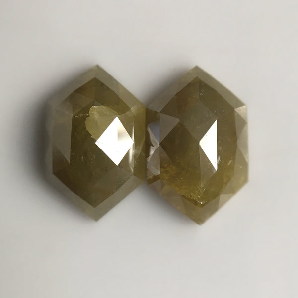 3.60 Ct Pair Hexagon Shape Yellowish Grey Color Natural Loose Diamond, 10.15 mm X 6.43 mm X 3.26 mm Natural Geometric Diamond SJ57/19/07