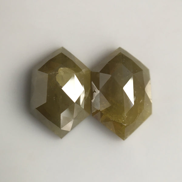 3.60 Ct Pair Hexagon Shape Yellowish Grey Color Natural Loose Diamond, 10.15 mm X 6.43 mm X 3.26 mm Natural Geometric Diamond SJ57/19/07