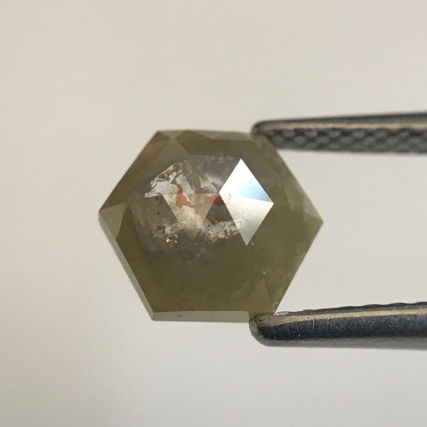 1.30 Ct Hexagon Shape Yellowish Gray Natural Loose Diamond, 7.73 mm X 6.79 mm X 2.79 mm Natural Geometric Loose Diamond SJ57/44/32