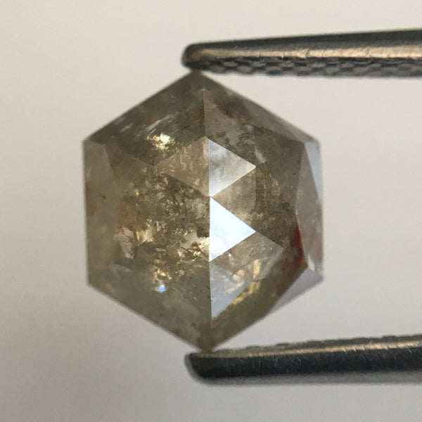 1.25 Ct Hexagon Shape Yellowish Gray Natural Loose Diamond, 7.96 mm X 6.70 mm X 3.24 mm Natural Geometric Loose Diamond SJ57/45/33