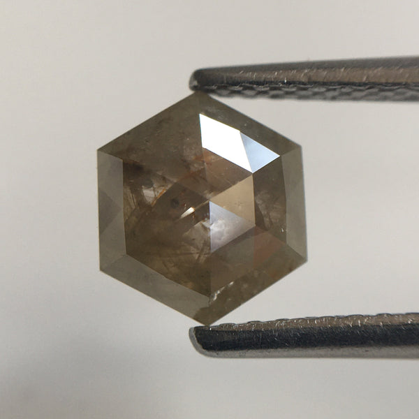 0.96 Ct Hexagon Shape Brownish Gray Natural Loose Diamond, 6.98 mm X 6.04 mm X 2.70 mm Natural Geometric Loose Diamond SJ57/50/38