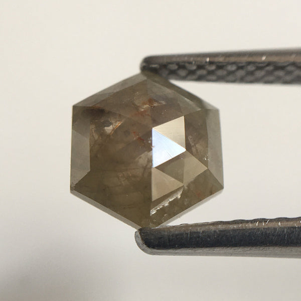 0.96 Ct Hexagon Shape Brownish Gray Natural Loose Diamond, 6.98 mm X 6.04 mm X 2.70 mm Natural Geometric Loose Diamond SJ57/50/38