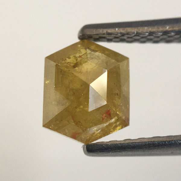 0.81 Ct Hexagon Shape Natural Loose Diamond, 6.35 mm X 5.07 mm X 2.71 mm Yellow Color Hexagon loose diamond Use for Jewellery SJ57/59/47