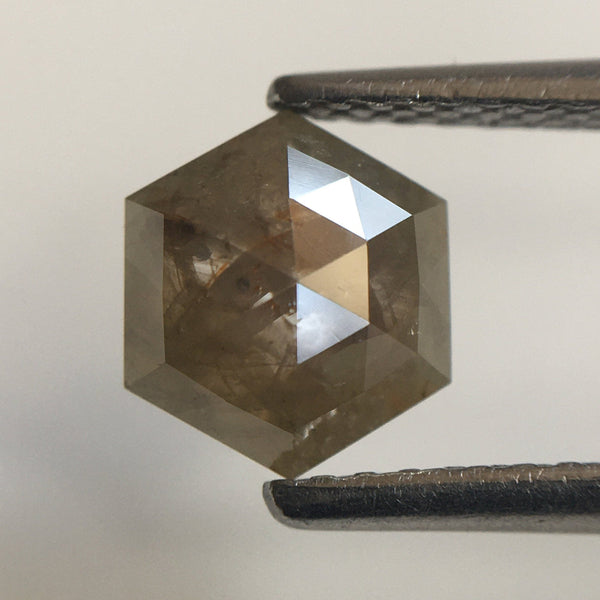 0.96 Ct Hexagon Shape Brownish Gray Natural Loose Diamond, 6.98 mm X 6.04 mm X 2.70 mm Natural Geometric Loose Diamond SJ57/50/38