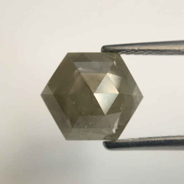 5.13 Carat Hexagon Shape Natural Loose Diamond Pair, 9.57 mm x 8.22 mm x 3.99 mm Natural Hexagon Shape Gray Color Diamond Pair SJ57/14/02