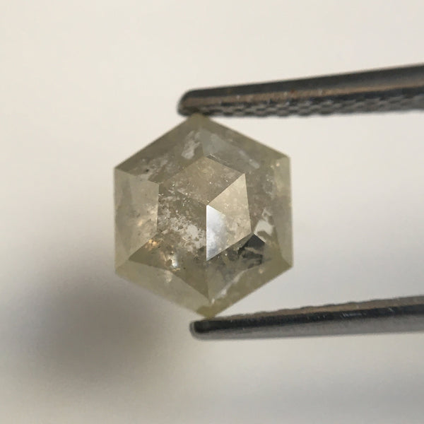 2.84 Ct Hexagon Shape Natural Loose Diamond Pair, 7.60 mm x 6.44 mm x 3.29 mm Natural Hexagon Shape Gray Color Diamond Pair SJ57/23/11