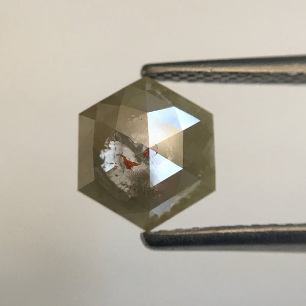 1.30 Ct Hexagon Shape Yellowish Gray Natural Loose Diamond, 7.73 mm X 6.79 mm X 2.79 mm Natural Geometric Loose Diamond SJ57/44/32