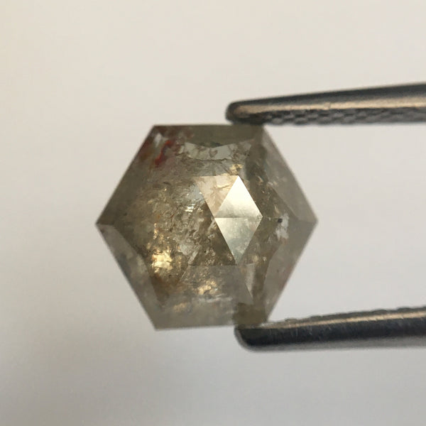 1.25 Ct Hexagon Shape Yellowish Gray Natural Loose Diamond, 7.96 mm X 6.70 mm X 3.24 mm Natural Geometric Loose Diamond SJ57/45/33