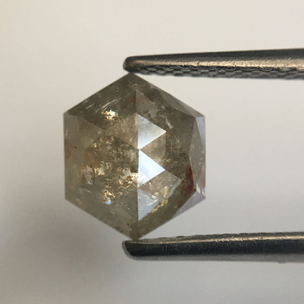 1.25 Ct Hexagon Shape Yellowish Gray Natural Loose Diamond, 7.96 mm X 6.70 mm X 3.24 mm Natural Geometric Loose Diamond SJ57/45/33