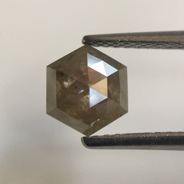 0.96 Ct Hexagon Shape Brownish Gray Natural Loose Diamond, 6.98 mm X 6.04 mm X 2.70 mm Natural Geometric Loose Diamond SJ57/50/38