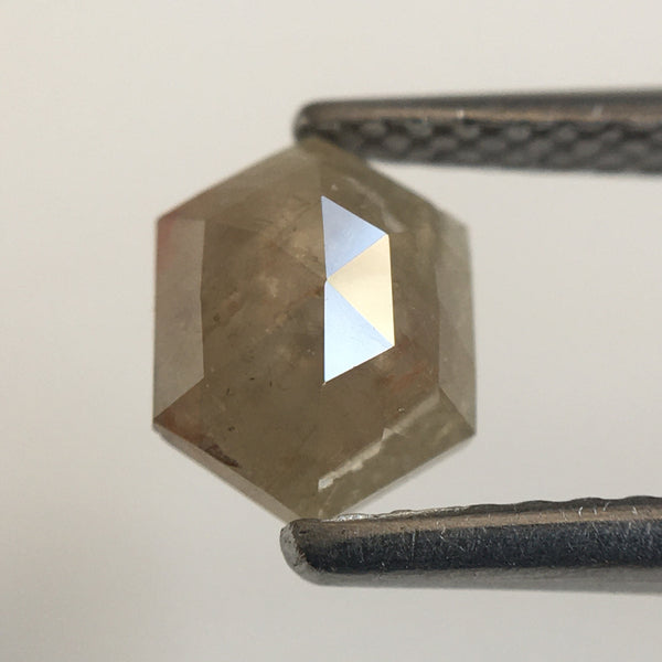 0.81 Ct Hexagon Shape brownish Gray Natural Loose Diamond, 6.84 mm X 5.25 mm X 2.56 mm Natural Geometric Loose Diamond SJ57/57/45