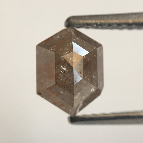 1.38 Ct Hexagon Shape Brownish Gray Natural Loose Diamond, 7.32 mm X 5.46 mm X 3.82 mm Natural Geometric Loose Diamond SJ57/52/40