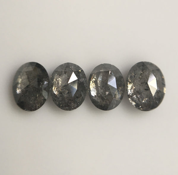 1.25 Ct Natural Loose Diamond Oval Shape Brilliant Cut Grey Salt And Pepper Color i3 Clarity 4.70 MM to 4.86 MM, 4 Pcs Oval Diamond SJ60/58