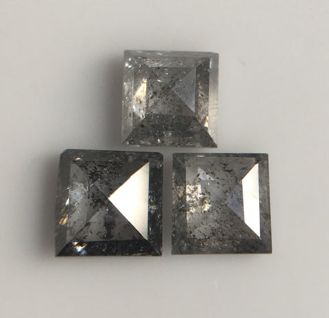 0.94 Ct 3 Pcs Salt and Pepper Square Shape Natural Loose Diamond, 3.85 mm X 1.90 mm Natural Loose Diamond SJ60/40