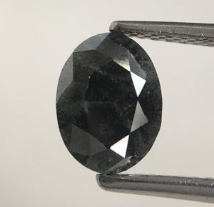 1.41 Ct Black Gray Color Oval Shape Brilliant cut Rose cut natural diamond 7.84 mm x 5.86 mm x 3.48 mm size, Natural Loose Diamond SJ60/48