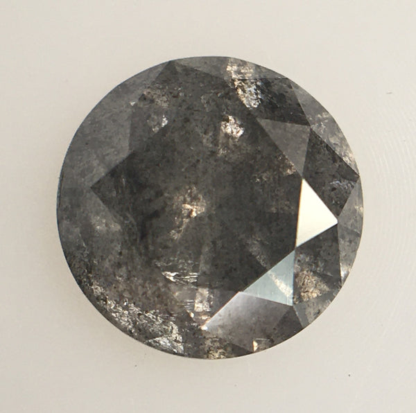 0.49 Ct Natural Loose Diamond Round Brilliant Cut Grey Black Salt And Pepper i3 Clarity 4.97 MM x 3.06 MM, Round Diamond SJ61/45