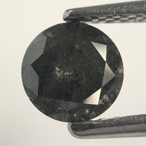 0.67 Ct Natural Loose Diamond Round Brilliant Cut Fancy Gray Black Color i3 Clarity 5.61 MM x 3.32 MM Size, Salt and Pepper Diamond SJ61/51