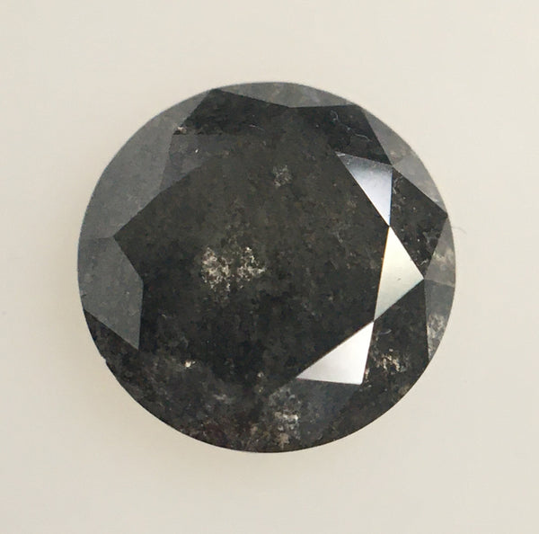 0.67 Ct Natural Loose Diamond Round Brilliant Cut Fancy Gray Black Color i3 Clarity 5.61 MM x 3.32 MM Size, Salt and Pepper Diamond SJ61/51