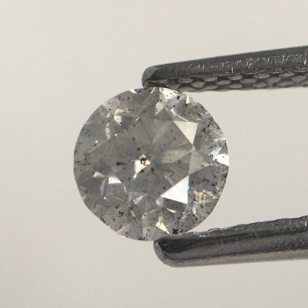 0.58 Ct Natural Loose Diamond Round Brilliant Cut Light Grey Salt And Pepper Color i3 Clarity 4.89 MM x 3.53 MM Size, Round Diamond SJ34/111