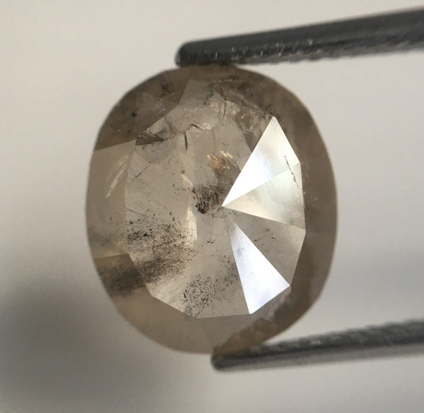 3.50 Ct Natural Loose Diamond Fancy Light Brown Oval Shape, 11.49 MM x 10.04 MM x 3.18 MM Rose Cut Natural Loose Diamond For Ring SJ62/14