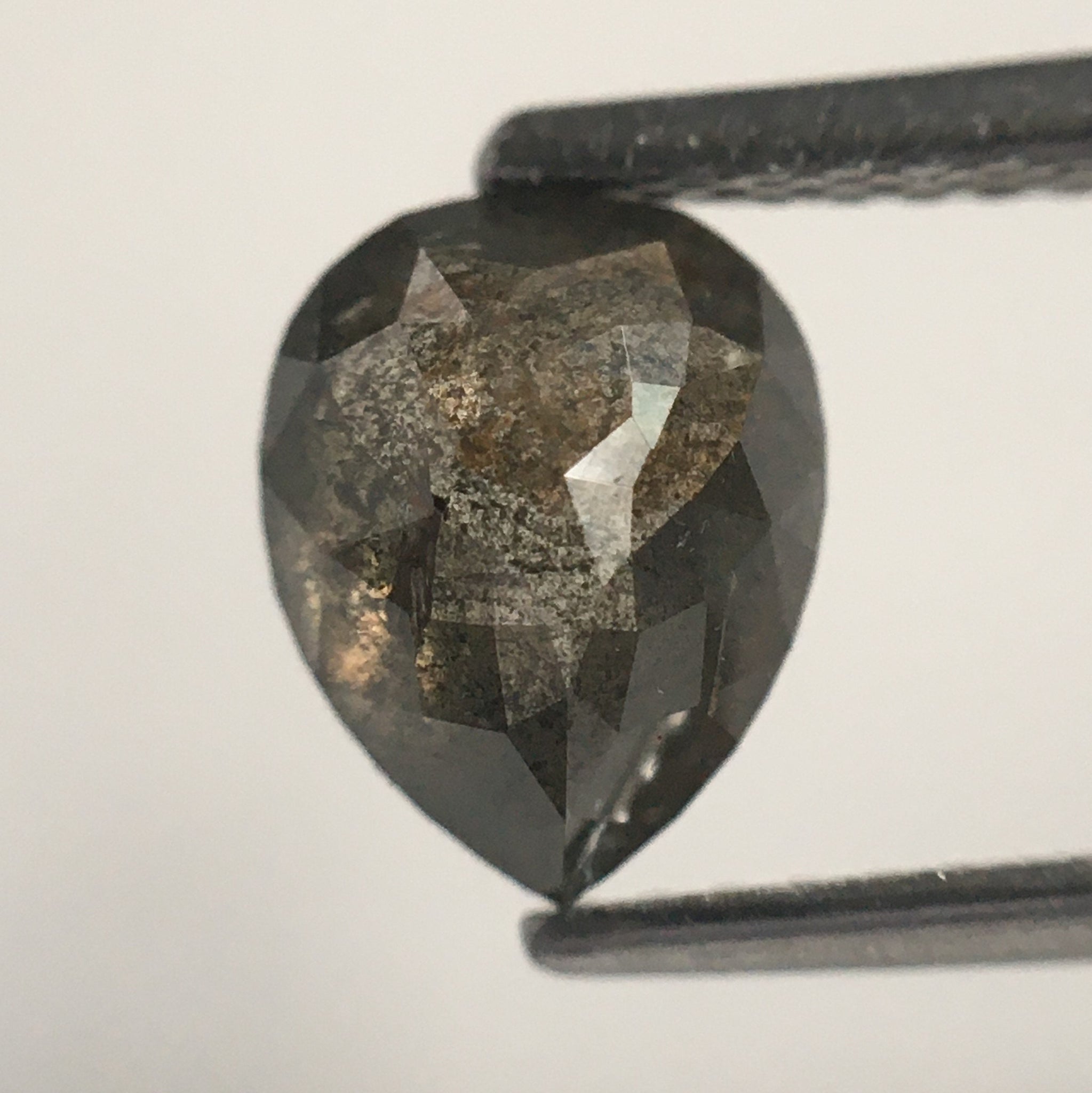 1.38 Ct Natural Diamond Pear Shape Salt and Pepper, 7.45 MM x 5.90 MM x 3.54 MM Fancy Grey Rose Cut Natural Loose Diamond SJ63/13