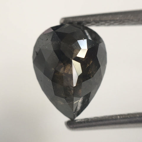 1.89 Ct Natural Diamond Pear Shape Salt and Pepper, 8.31 MM x 6.41 MM x 4.20 MM Fancy Dark Grey Rose Cut Natural Loose Diamond SJ63/15