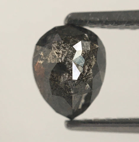 0.91 Ct Natural Loose Diamond Pear Shape Salt and Pepper 6.41 MM x 5.01 MM x 3.39 MM Size Pear Shape Rose Cut Natural Diamond SJ61/20