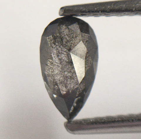 0.62 Ct Natural Loose Diamond Pear Shape Salt and Pepper, 7.33 MM x 4.06 MM x 2.35 MM Both side faceted pear natural diamond SJ61/23