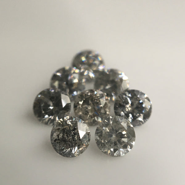 1.04 Ct Natural Loose Diamond, Salt and Pepper Diamond, I3 Clarity 3.15 MM to 3.20 MM Round Brilliant Cut Diamond ( 8 pcs ) SJ63/26