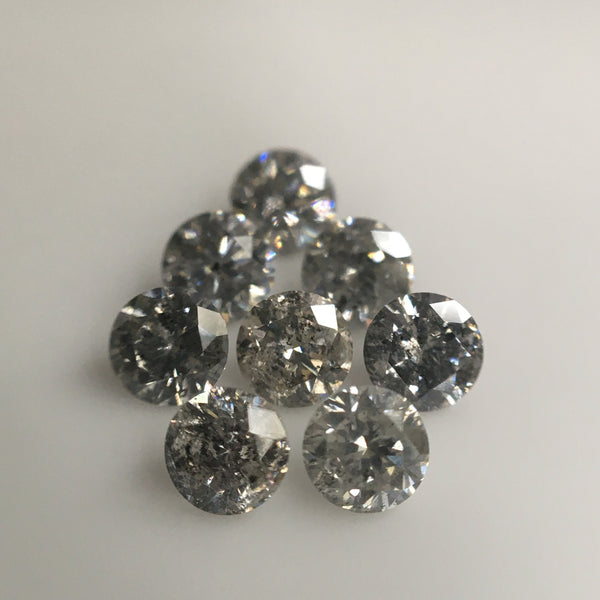 1.04 Ct Natural Loose Diamond, Salt and Pepper Diamond, I3 Clarity 3.15 MM to 3.20 MM Round Brilliant Cut Diamond ( 8 pcs ) SJ63/26