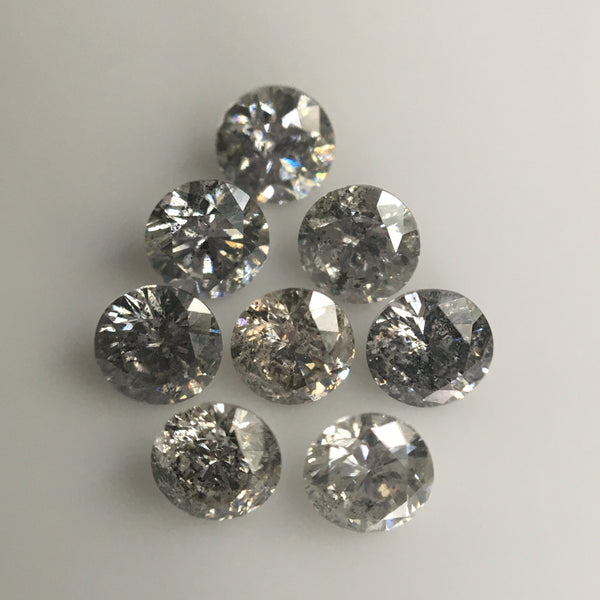 1.04 Ct Natural Loose Diamond, Salt and Pepper Diamond, I3 Clarity 3.15 MM to 3.20 MM Round Brilliant Cut Diamond ( 8 pcs ) SJ63/26