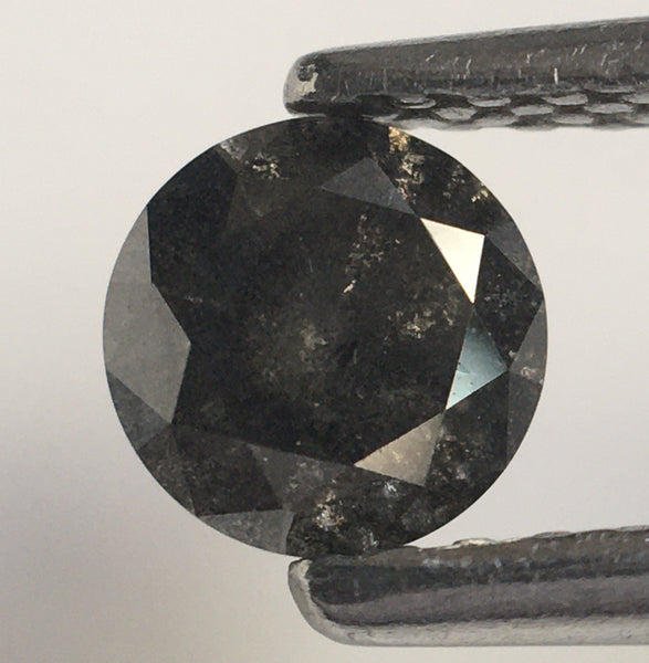 0.39 Ct Natural Loose Diamond Round Brilliant Cut Fancy Gray Black Color i3 Clarity 4.60 MM x 2.85 MM Size, Salt and Pepper Diamond SJ61/40