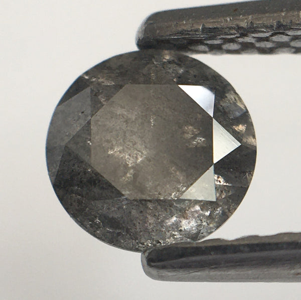 0.49 Ct Natural Loose Diamond Round Brilliant Cut Grey Black Salt And Pepper i3 Clarity 4.97 MM x 3.06 MM, Round Diamond SJ61/45