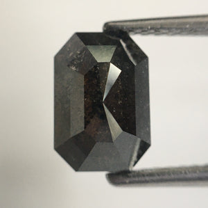 2.40 Ct Natural Loose Diamond Black Grey Emerald Shape, Polished Diamond 8.33 MM x 5.76 MM x 4.57 MM best for engagement rings SJ62/32