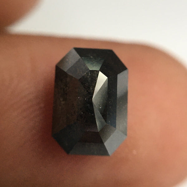 2.40 Ct Natural Loose Diamond Black Grey Emerald Shape, Polished Diamond 8.33 MM x 5.76 MM x 4.57 MM best for engagement rings SJ62/32