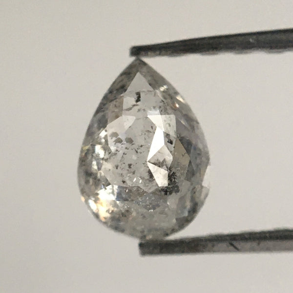 0.53 Ct Natural Diamond Pear Shape Salt and Pepper, 6.01 MM x 4.30 MM x 2.51 MM Fancy Grey Rose Cut Natural Loose Diamond SJ63/20