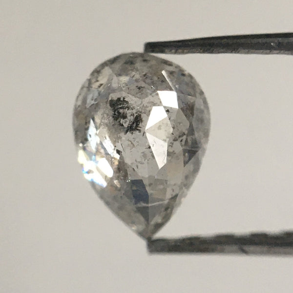 0.53 Ct Natural Diamond Pear Shape Salt and Pepper, 6.01 MM x 4.30 MM x 2.51 MM Fancy Grey Rose Cut Natural Loose Diamond SJ63/20