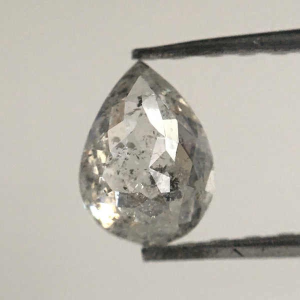 0.53 Ct Natural Diamond Pear Shape Salt and Pepper, 6.01 MM x 4.30 MM x 2.51 MM Fancy Grey Rose Cut Natural Loose Diamond SJ63/20