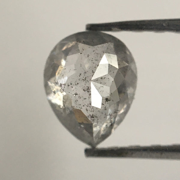 0.54 Ct Natural Diamond Pear Shape Salt and Pepper, 5.88 MM x 4.74 MM x 2.40 MM Fancy Grey Rose Cut Natural Loose Diamond SJ63/22